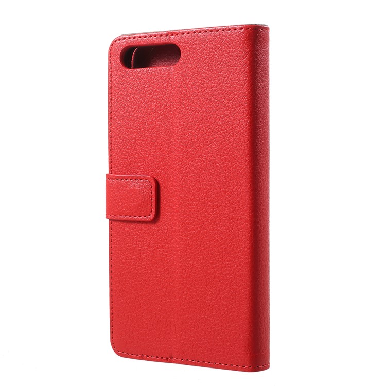 Litchi Skin PU Leather Wallet Stand Phone Shell for Huawei Y6 (2018)/Honor 7A (without Fingerprint Sensor) - Red-3