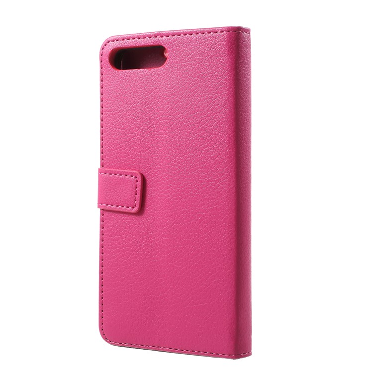 Litchi Skin PU Leather Wallet Stand Phone Case Shell for Huawei Y6 (2018)/Honor 7A (without Fingerprint Sensor) - Rose-3