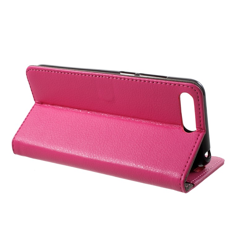 Litchi Skin PU Leather Wallet Stand Phone Case Shell for Huawei Y6 (2018)/Honor 7A (without Fingerprint Sensor) - Rose-4