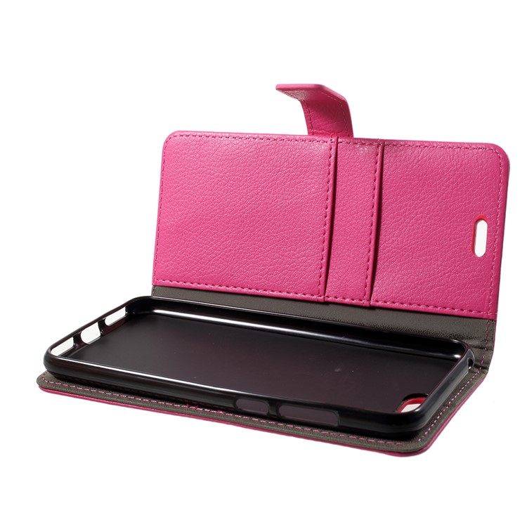 Litchi Skin PU Leather Wallet Stand Phone Case Shell for Huawei Y6 (2018)/Honor 7A (without Fingerprint Sensor) - Rose-5