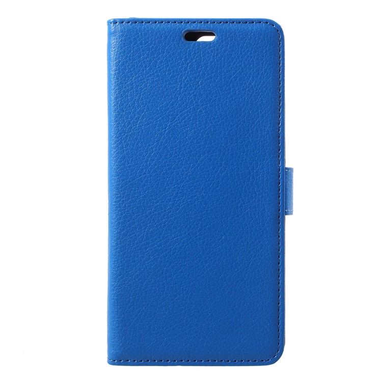 Litchi Skin PU Leather Wallet Stand Phone Case Cover for Huawei Y6 (2018)/Honor 7A (without Fingerprint Sensor) - Blue-1