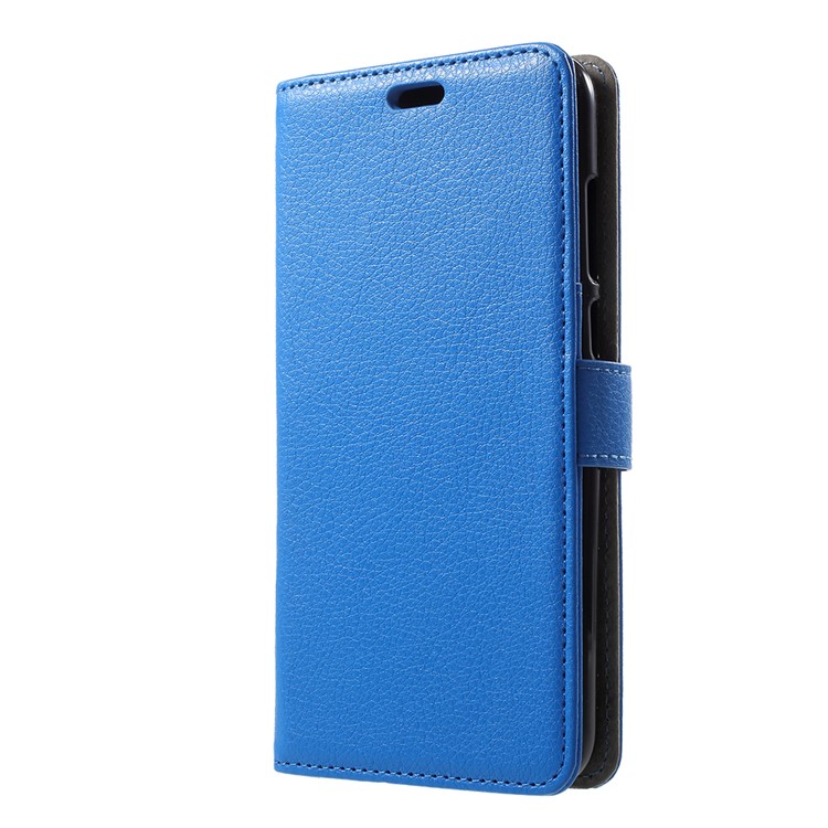Litchi Skin PU Leather Wallet Stand Phone Case Cover for Huawei Y6 (2018)/Honor 7A (without Fingerprint Sensor) - Blue-2
