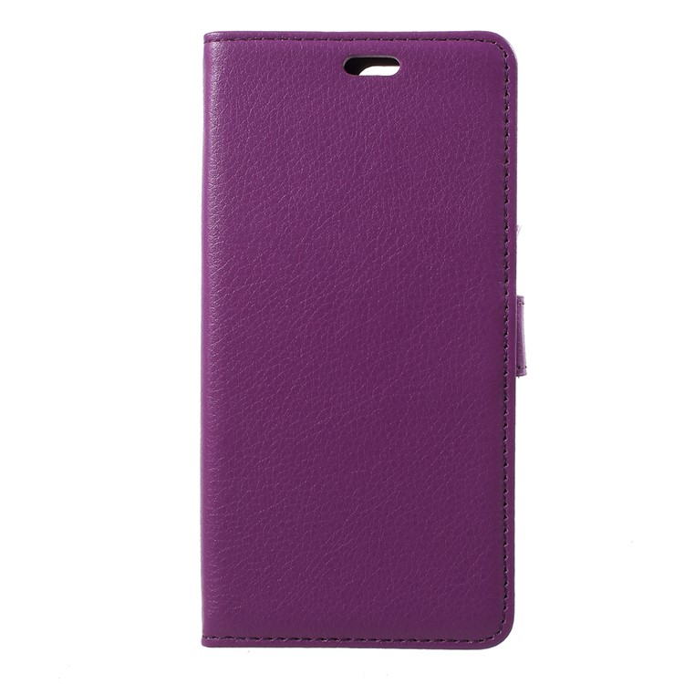 Litchi Skin PU Leather Wallet Stand Phone Casing for Huawei Y6 (2018)/Honor 7A (without Fingerprint Sensor) - Purple-1