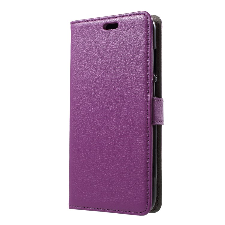 Litchi Skin PU Leather Wallet Stand Phone Casing for Huawei Y6 (2018)/Honor 7A (without Fingerprint Sensor) - Purple-2