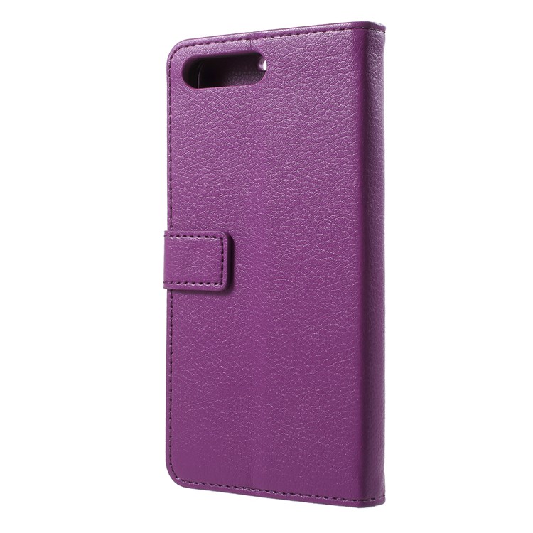 Litchi Skin PU Leather Wallet Stand Phone Casing for Huawei Y6 (2018)/Honor 7A (without Fingerprint Sensor) - Purple-3