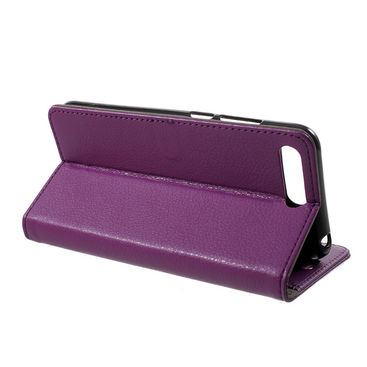 Litchi Skin PU Leather Wallet Stand Phone Casing for Huawei Y6 (2018)/Honor 7A (without Fingerprint Sensor) - Purple-4