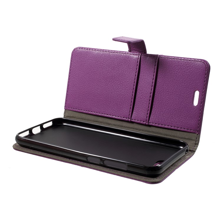 Litchi Skin PU Leather Wallet Stand Phone Casing for Huawei Y6 (2018)/Honor 7A (without Fingerprint Sensor) - Purple-5