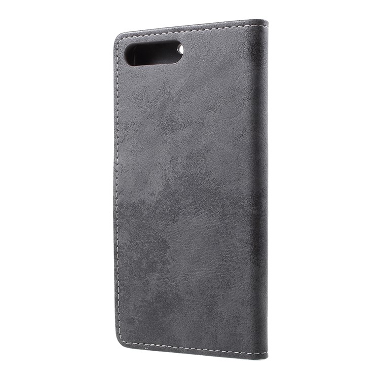 Vintage Style Wallet PU Leather Stand Protective Case for Huawei Y6 (2018)/Honor 7A (without Fingerprint Sensor) - Grey-3