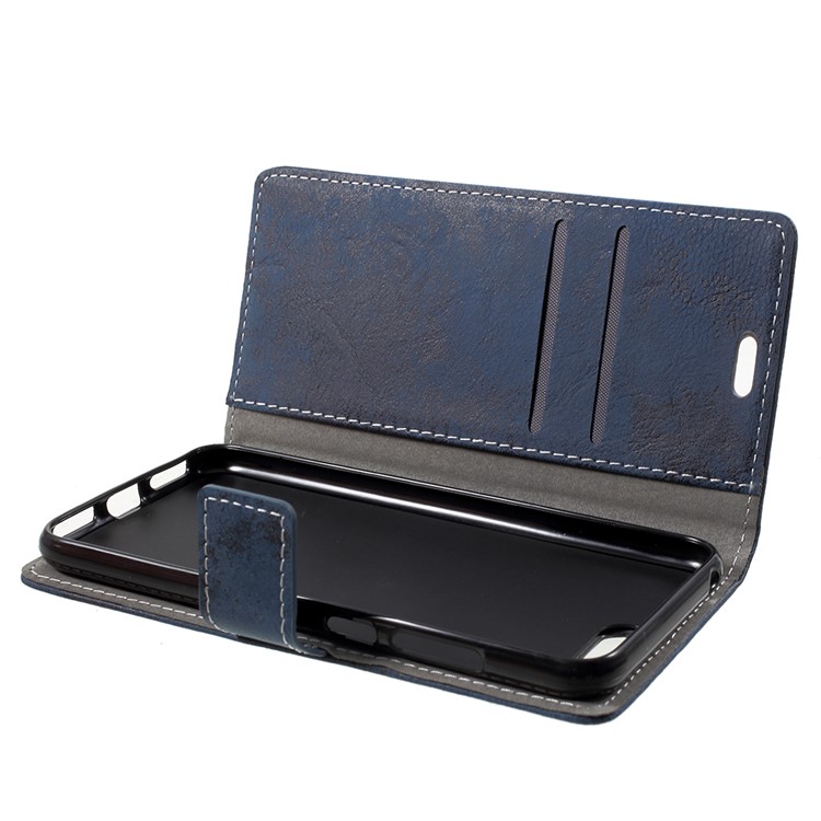 Vintage Style Wallet PU Leather Stand Protective Casing for Huawei Y6 (2018)/Honor 7A (without Fingerprint Sensor) - Blue-5