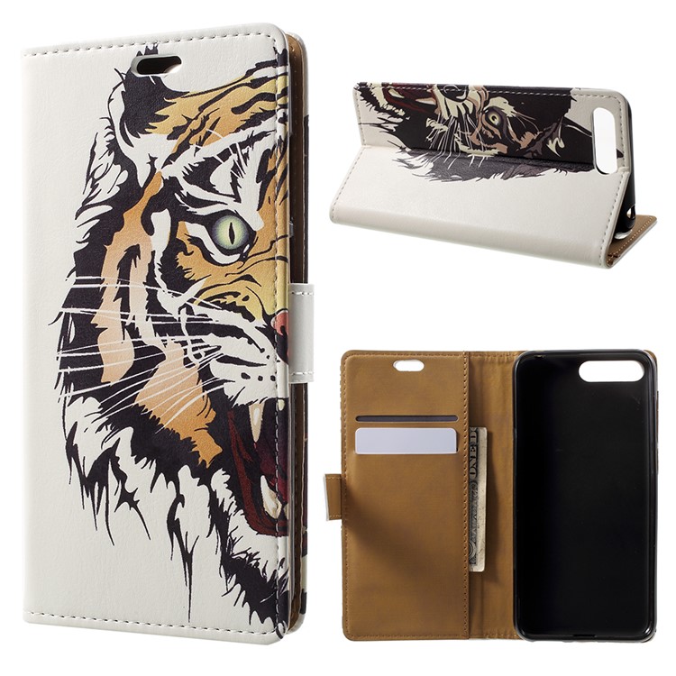 Pattern Printing Leather Wallet Case for Huawei Y6 (2018)/Honor 7A (without Fingerprint Sensor) - Tiger Pattern-1