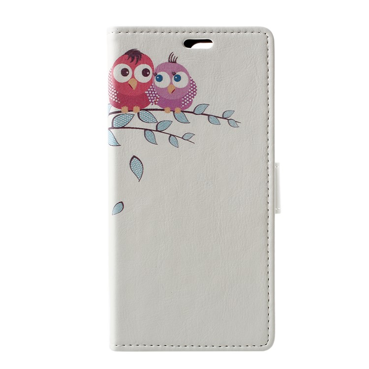 Pattern Printing Leather Wallet Cover for Huawei Y6 (2018)/Honor 7A (without Fingerprint Sensor) - Two Owls on the Tree Branch-1