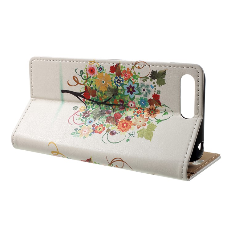 Pattern Printing Leather Wallet Case Phone Shell for Huawei Y6 (2018)/Honor 7A (without Fingerprint Sensor) - Colorized Tree-4