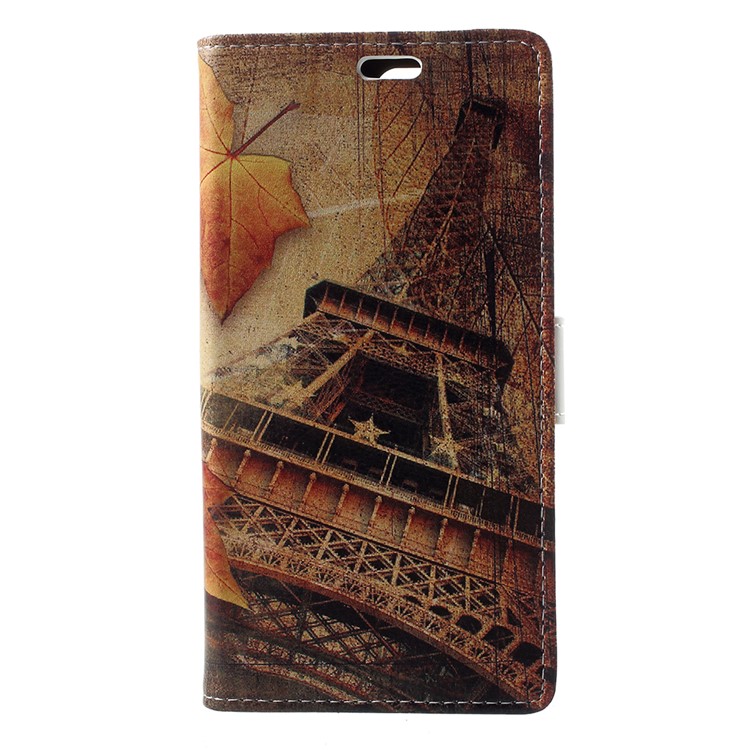 Pattern Printing Leather Magnetic Cover for Huawei Y6 (2018)/Honor 7A (without Fingerprint Sensor) - Maple Leaves and Eiffel Tower-1
