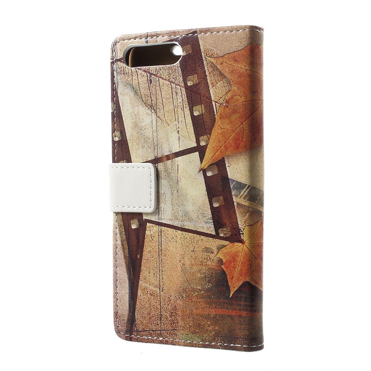 Pattern Printing Leather Magnetic Cover for Huawei Y6 (2018)/Honor 7A (without Fingerprint Sensor) - Maple Leaves and Eiffel Tower-3