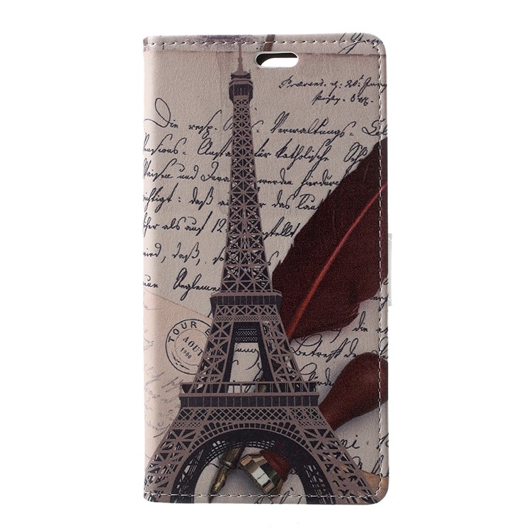 Pattern Printing Phone Leather Case for Huawei Y6 (2018)/Honor 7A (without Fingerprint Sensor) - Eiffel Tower and Characters-1
