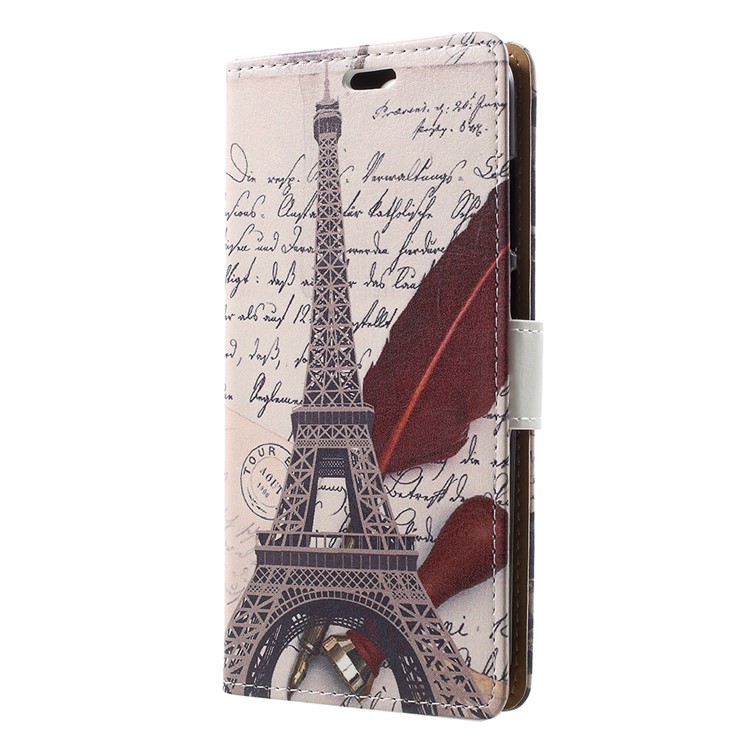 Pattern Printing Phone Leather Case for Huawei Y6 (2018)/Honor 7A (without Fingerprint Sensor) - Eiffel Tower and Characters-2