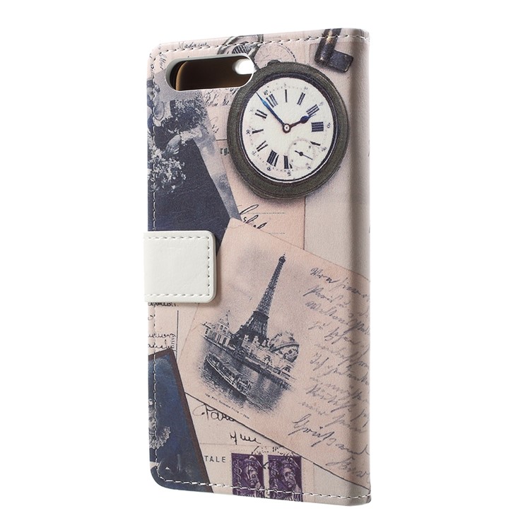Pattern Printing Phone Leather Case for Huawei Y6 (2018)/Honor 7A (without Fingerprint Sensor) - Eiffel Tower and Characters-3