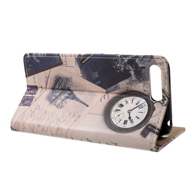 Pattern Printing Phone Leather Case for Huawei Y6 (2018)/Honor 7A (without Fingerprint Sensor) - Eiffel Tower and Characters-4