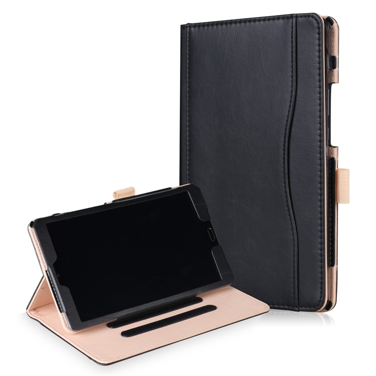 Pocket Front PU Leather Stand Case with Elastic Band for Huawei MediaPad M5 8 - Black-1