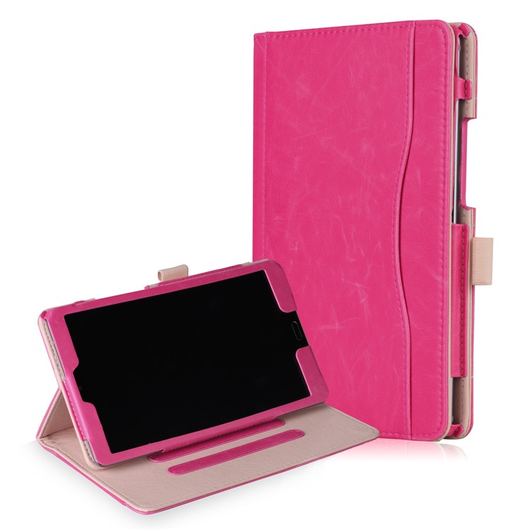 Pocket Front PU Leather Stand Cover with Elastic Band for Huawei MediaPad M5 8 - Rose-1