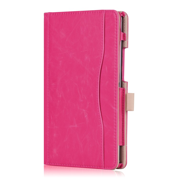 Pocket Front PU Leather Stand Cover with Elastic Band for Huawei MediaPad M5 8 - Rose-4