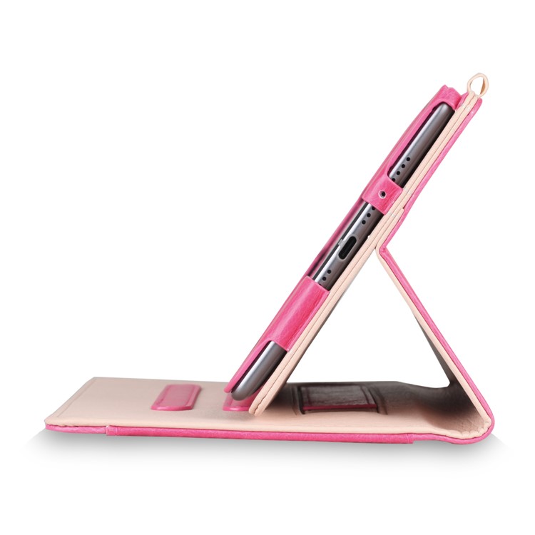 Pocket Front PU Leather Stand Cover with Elastic Band for Huawei MediaPad M5 8 - Rose-5