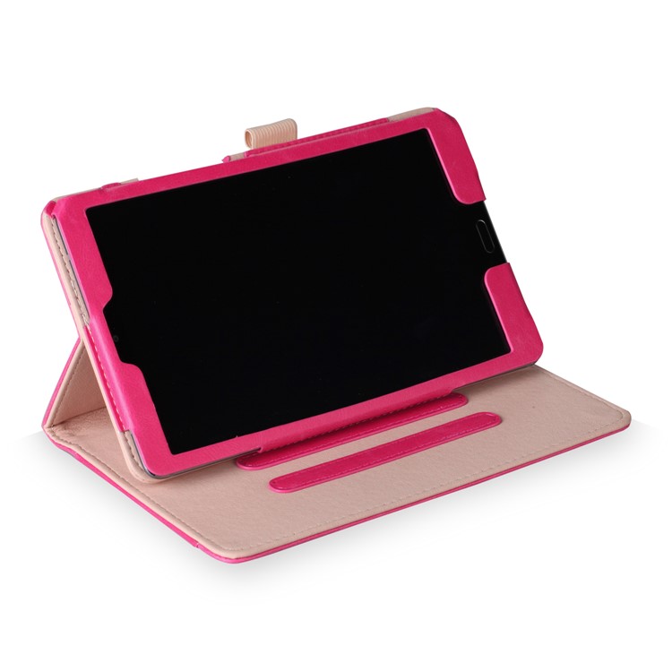 Pocket Front PU Leather Stand Cover with Elastic Band for Huawei MediaPad M5 8 - Rose-6