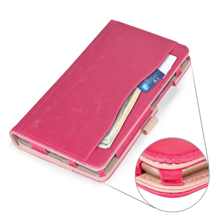 Pocket Front PU Leather Stand Cover with Elastic Band for Huawei MediaPad M5 8 - Rose-7