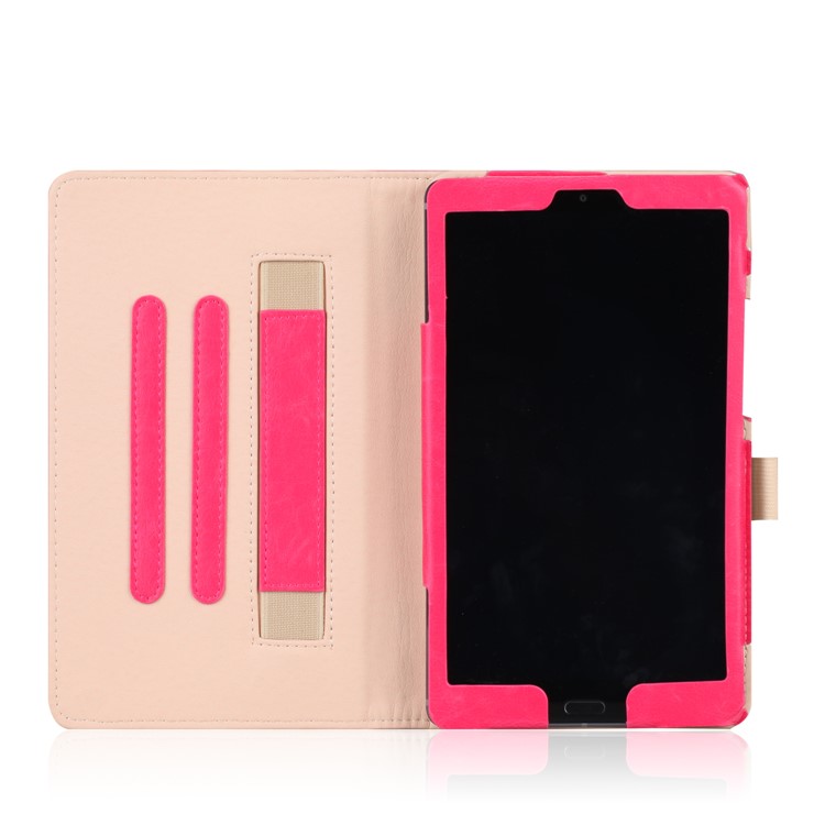 Pocket Front PU Leather Stand Cover with Elastic Band for Huawei MediaPad M5 8 - Rose-9