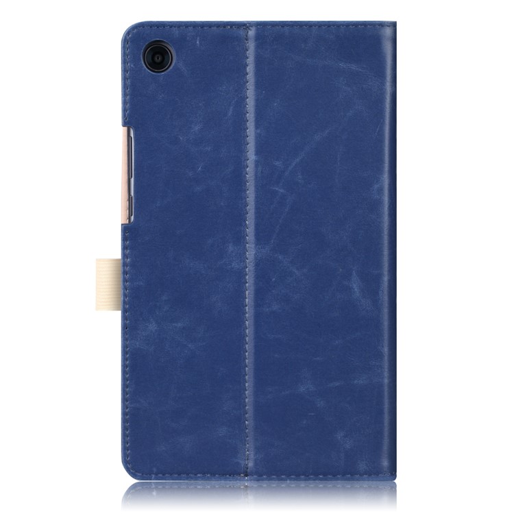 Pocket Front PU Leather Stand Shell Case with Elastic Band for Huawei MediaPad M5 8 - Dark Blue-3