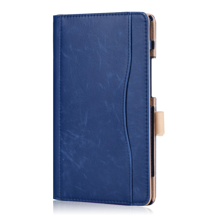 Pocket Front PU Leather Stand Shell Case with Elastic Band for Huawei MediaPad M5 8 - Dark Blue-4