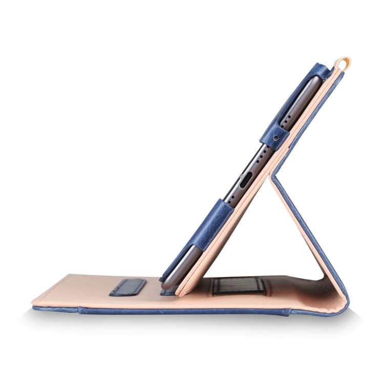 Pocket Front PU Leather Stand Shell Case with Elastic Band for Huawei MediaPad M5 8 - Dark Blue-5