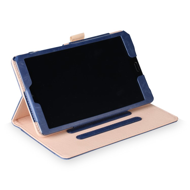 Pocket Front PU Leather Stand Shell Case with Elastic Band for Huawei MediaPad M5 8 - Dark Blue-6