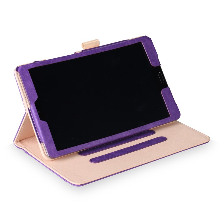 Pocket Front Stand Leather Folio Case with Elastic Band for Huawei MediaPad M5 8 - Purple-6