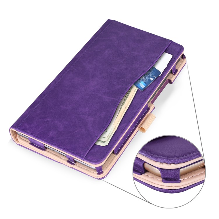 Pocket Front Stand Leather Folio Case with Elastic Band for Huawei MediaPad M5 8 - Purple-7