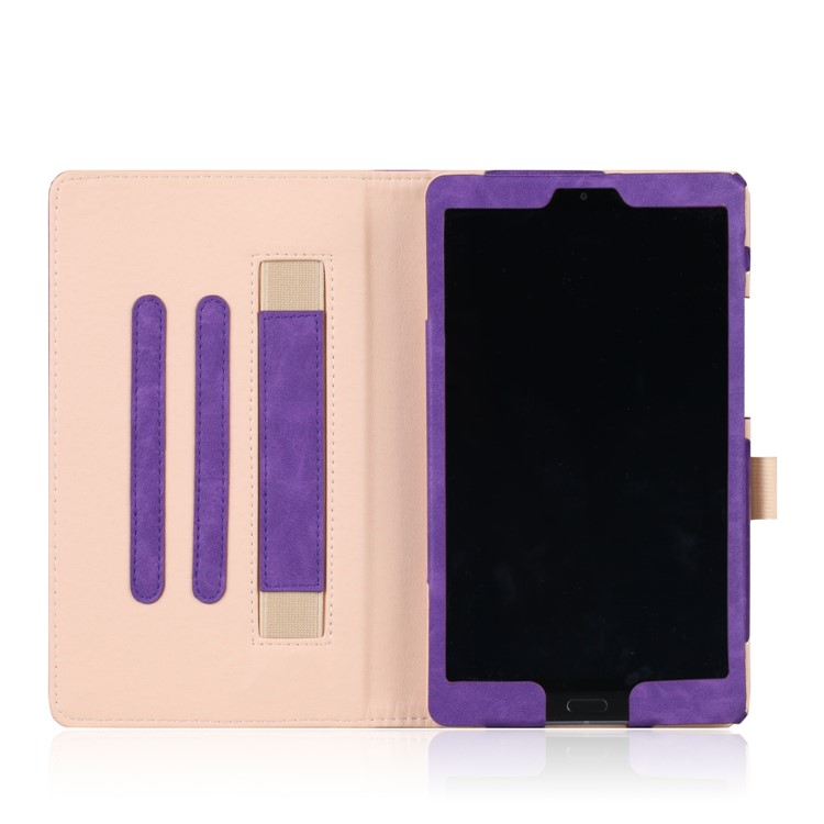 Pocket Front Stand Leather Folio Case with Elastic Band for Huawei MediaPad M5 8 - Purple-9
