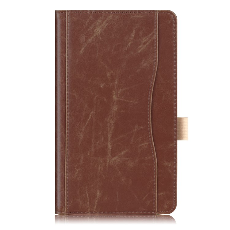 Pocket Front PU Leather Stand Cover Shell Case with Elastic Band for Huawei MediaPad M5 8 - Brown-2