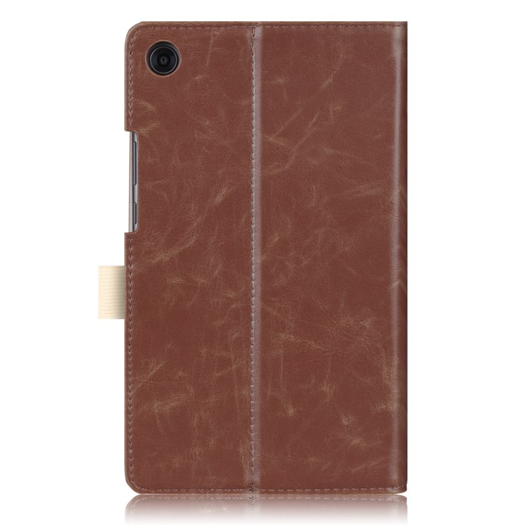 Pocket Front PU Leather Stand Cover Shell Case with Elastic Band for Huawei MediaPad M5 8 - Brown-3