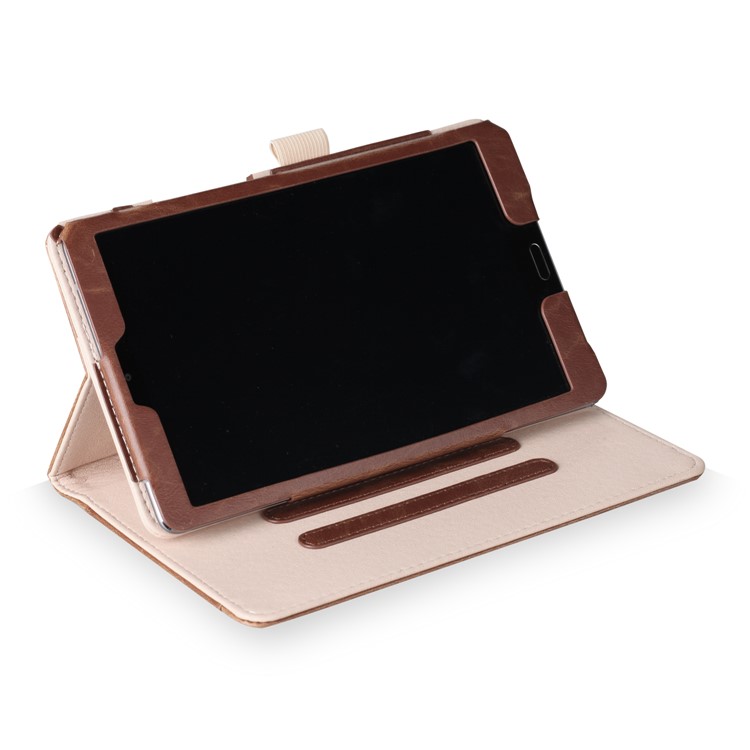 Pocket Front PU Leather Stand Cover Shell Case with Elastic Band for Huawei MediaPad M5 8 - Brown-6