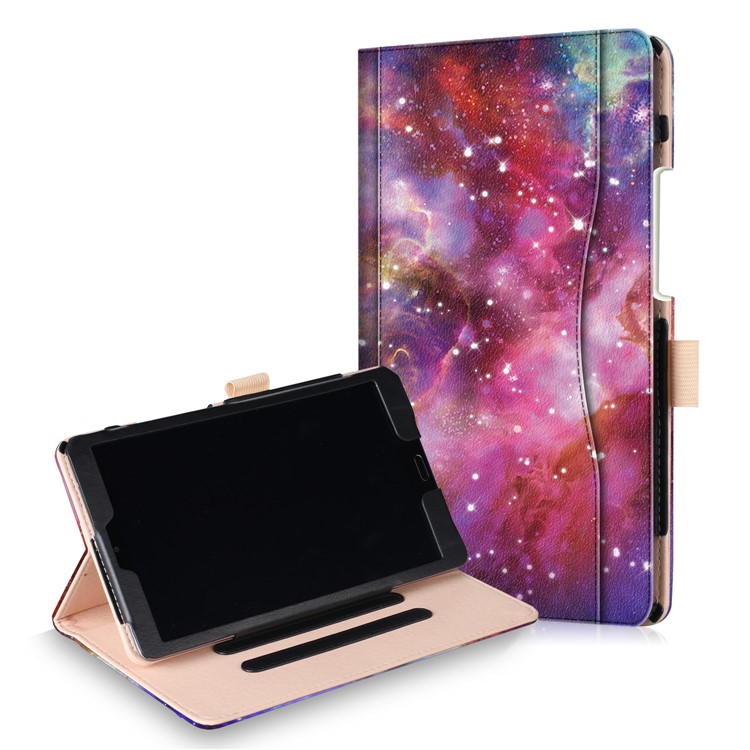 Pattern Printing Pocket Front PU Leather Stand Case with Elastic Band for Huawei MediaPad M5 8 - Galaxy Pattern-1