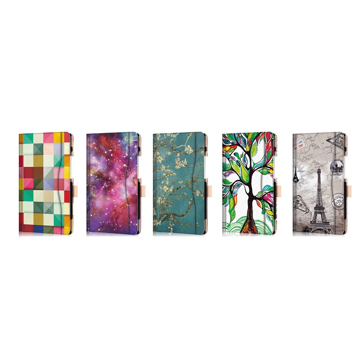 Pattern Printing Pocket Front PU Leather Stand Case with Elastic Band for Huawei MediaPad M5 8 - Galaxy Pattern-10