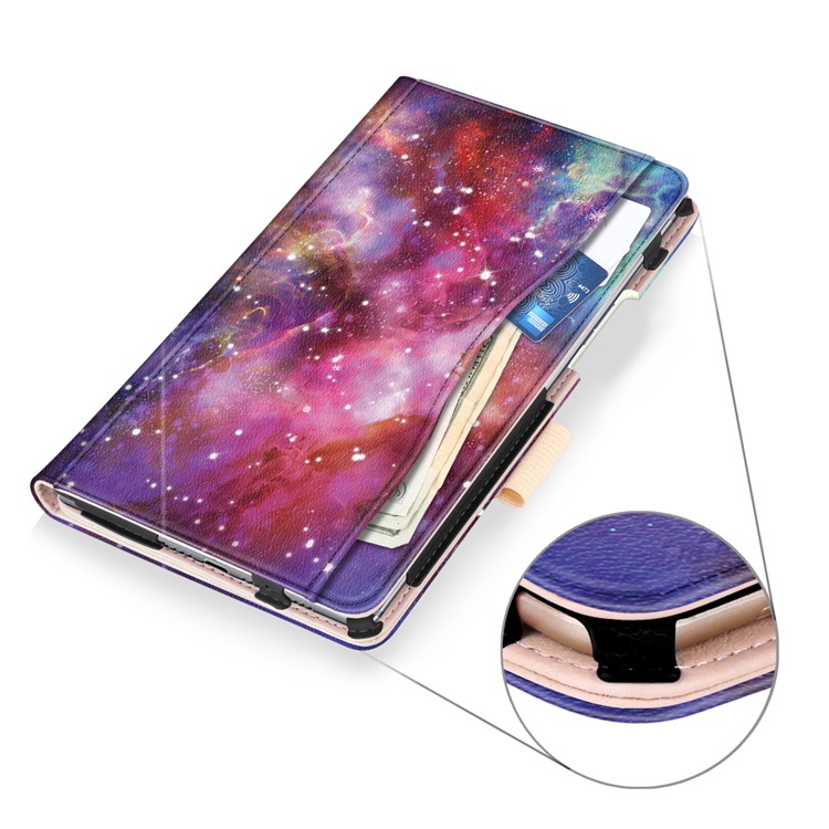 Pattern Printing Pocket Front PU Leather Stand Case with Elastic Band for Huawei MediaPad M5 8 - Galaxy Pattern-7