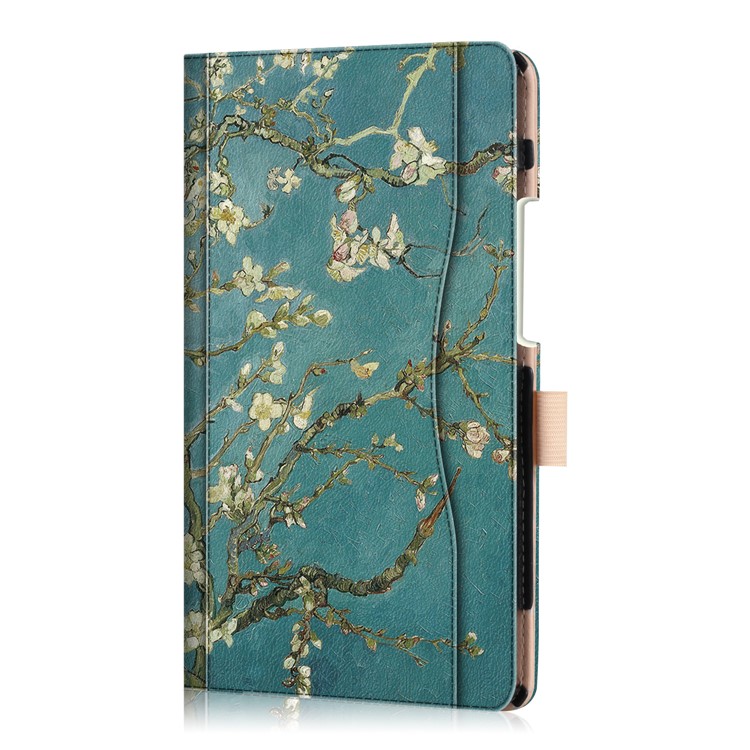 Pattern Printing Pocket Front PU Leather Stand Cover with Elastic Band for Huawei MediaPad M5 8 - Tree with Flowers-4