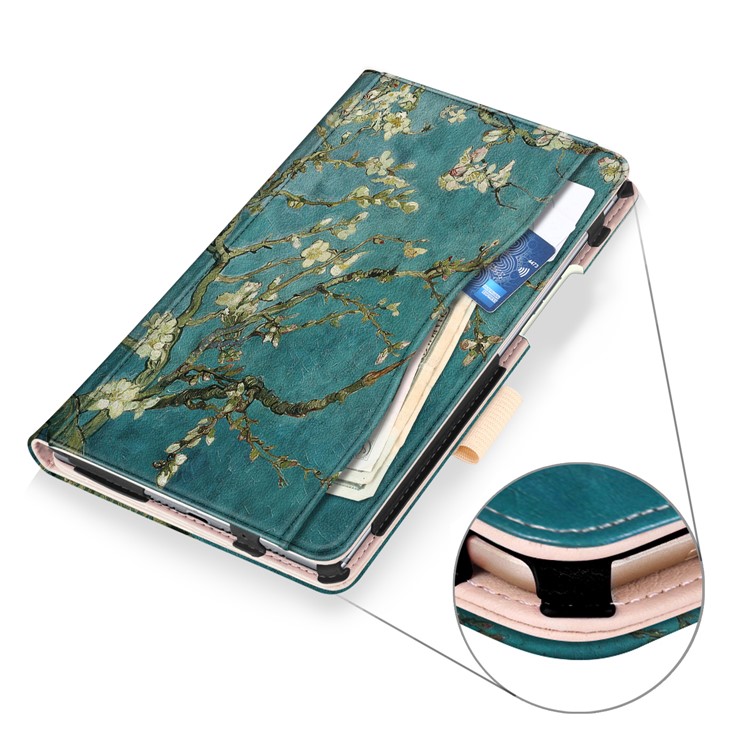 Pattern Printing Pocket Front PU Leather Stand Cover with Elastic Band for Huawei MediaPad M5 8 - Tree with Flowers-7