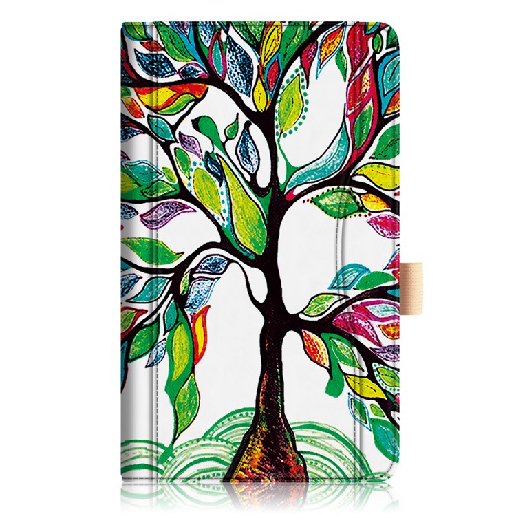 Pattern Printing Pocket Front PU Leather Stand Shell Case with Elastic Band for Huawei MediaPad M5 8 - Colorized Tree-2