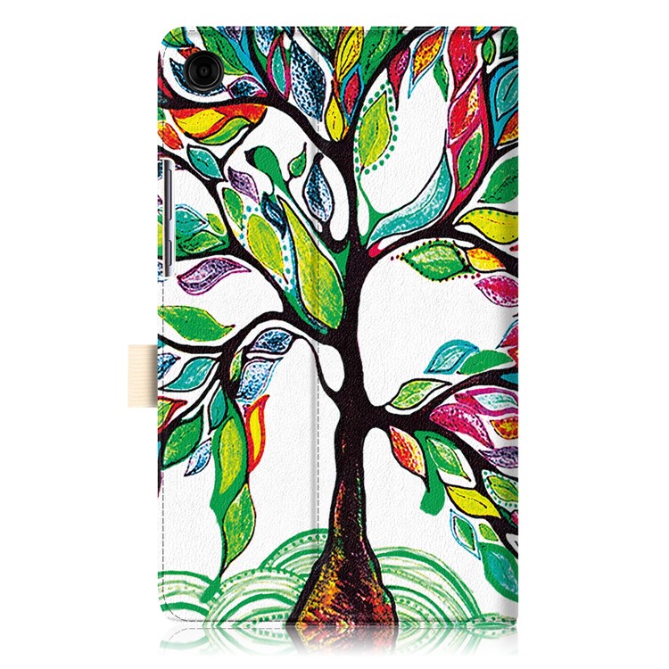 Pattern Printing Pocket Front PU Leather Stand Shell Case with Elastic Band for Huawei MediaPad M5 8 - Colorized Tree-3