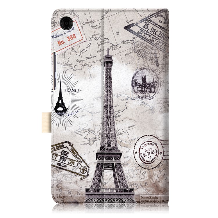 Pattern Printing Pocket Front Leather Stand Cover Case with Elastic Band for Huawei MediaPad M5 8 - Eiffel Tower-3