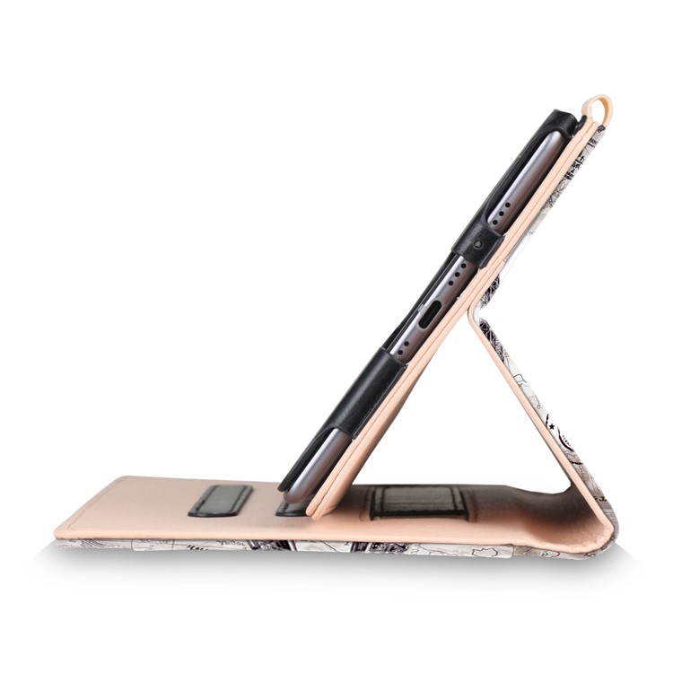 Pattern Printing Pocket Front Leather Stand Cover Case with Elastic Band for Huawei MediaPad M5 8 - Eiffel Tower-5
