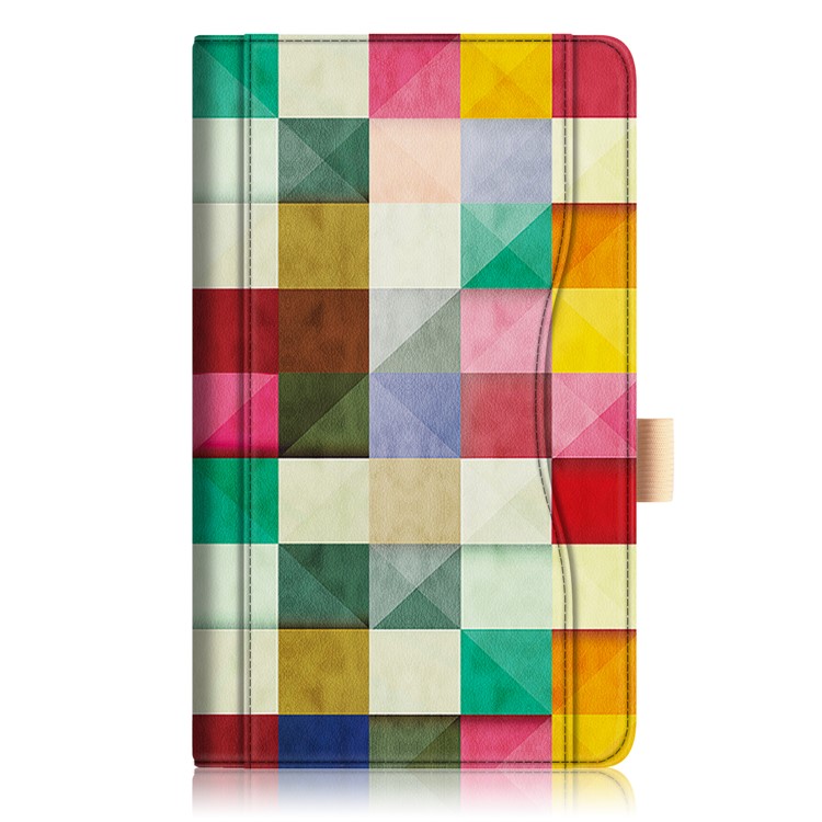 Pattern Printing Pocket Front Flip Leather Stand Case with Elastic Band for Huawei MediaPad M5 8 - Colorful Checks-2