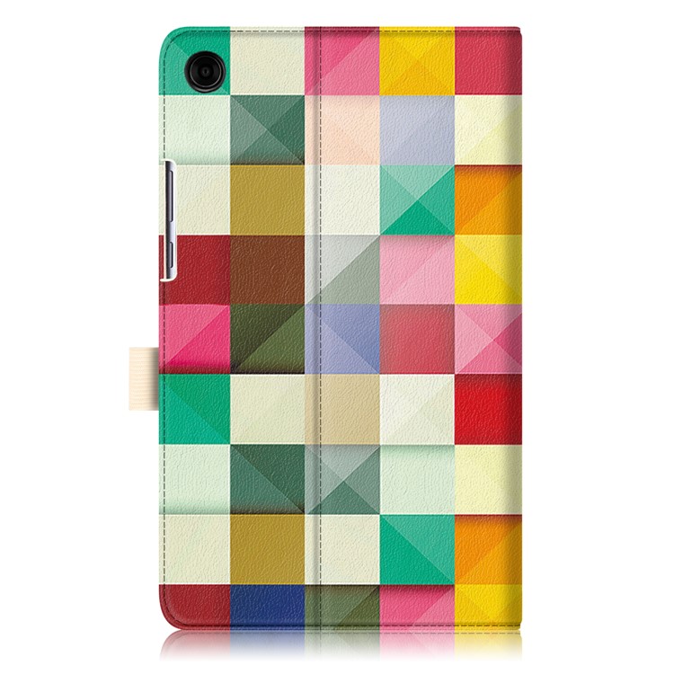 Pattern Printing Pocket Front Flip Leather Stand Case with Elastic Band for Huawei MediaPad M5 8 - Colorful Checks-3